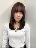 カカオブラウン 白髪ぼかし レイヤーカット  ミディアム