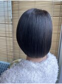 夏暗髪伸ばしかけボブ◎20代30代40代前髪あり小顔丸みショート