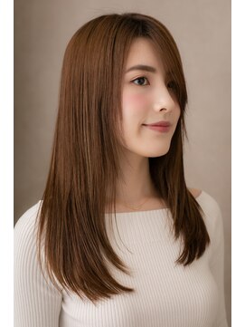 カバーヘア ブリス 上尾西口店(COVER HAIR bliss) ミルクティーブラウンのワンカールモテロングY上尾10代20代30代