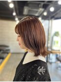 大人可愛い◎イメチェン似合わせカットフルバングレッドブラウン