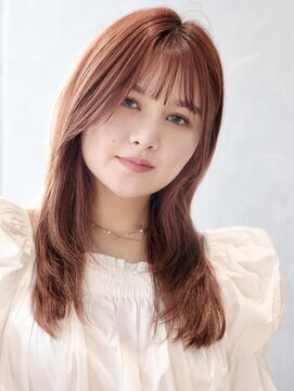 エムスラッシュ みなとみらい馬車道店(M SLASH) ミルクティーピンク/シースルーバング/エアストレート/馬車道