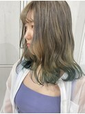 毛先カラーグラデーションカラーグリーンカラーグレージュカラー