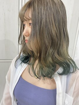 ネイロ 錦糸町(NeiRo) 毛先カラーグラデーションカラーグリーンカラーグレージュカラー