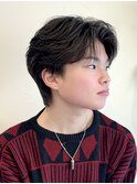 韓国フェザーショートブルーブラック10代20代30代