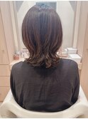 伸ばしかけグレージュひし形ミディアム似合わせイメチェン40代