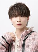 シャドウパーマアッシュブラウンワックスなしツーブロック