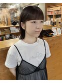 ワイドバングの外はねボブ