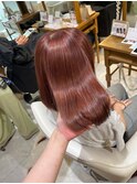 ボブ×ブリーチ×サーモンピンクカラー8.16くびれヘア