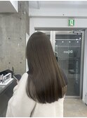 韓国顔まわりレイヤーカットグレージュオリーブベージュブラウン