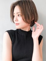 大人かわいい前髪 ココアブラウン フリンジウェーブ 薄めバング