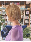 niiカット×ハニーベージュ×切りっぱなしボブ