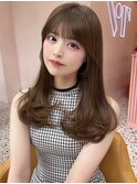  ベージュ/韓国ヘア/渋谷/レイヤー/顔まわり/前髪