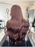 前髪ハイライトカラーこなれミディイメチェンウェーブパーマ