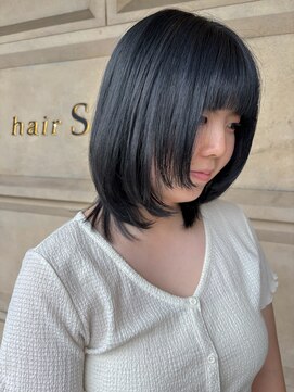 ヘアーエスクールフェイス(hair S. COEUR face) ブルーブラック/ブリーチカラー/大阪美容室／枚方美容室