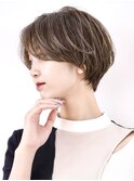 切りっぱなしショート・ボブ/絶壁解消/前髪なし/20代/30代/面長
