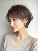 大人ショート 白髪ぼかし 白髪染め ハイライト 40代50代60代