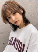 ミルクティーブロンド/ダークブルー/デジタルパーマ/横浜西口