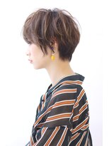 オーロ 宝塚店(ORO)&nbsp;ことりベージュネイビーカラー毛先パーマ小顔ワンサイドショート