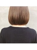 ココアブラウン/艶カラー/切りっぱなしボブ/平行ボブ/30代40代