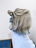 20代30代ハイトーンホワイトブルー裾カラー