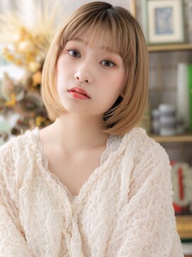 カバーヘア ブリス 川口(COVER HAIR bliss) うるツヤミルクティーベージュ韓国風大人ボブ