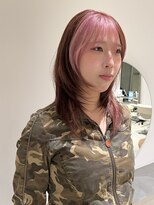 ローエ バイ デコ(Rohe by DECO)&nbsp;【廣川】シャギーウルフ/アシンメトリー/ブロックカラー/ピンク