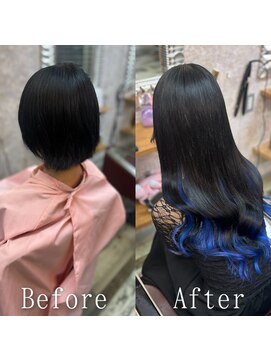 エクステ専門店あるじゃんすー 柏店 ブラック×ブルー#シールエクステ#インナーカラー#韓国#大宮