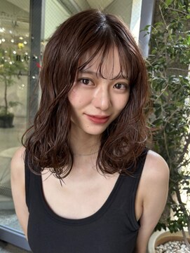 メゾンアクア 表参道(Maison ACQUA) +小顔ミディアムパーマミディアムデジタルパーマボブパーマ黒髪