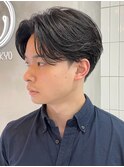 毛流れセンターパートニュアンスパーマ