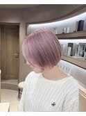 【八重津】丸みショート×ホワイトピンク