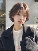 シアーブラウンニュアンスショートボブ
