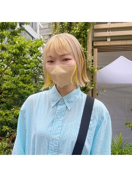 フラム 渋谷(flamme) インナーカラー イエロー＊ホワイトベージュ