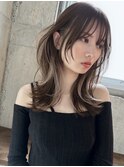 レイヤーカットインナーカラーイヤリングカラー色落ち綺麗表参道
