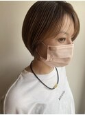 硬い髪質のショートボブ