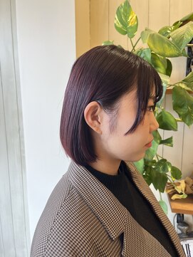 ボルデヘアー 亀有(Borde HAIR) ボルドーカラーあごラインボブ