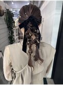 【実】結婚式ヘアセット編みおろしポニーパーティーヘア セット