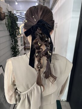 ジゼル 博多筑紫口店(GiseL) 【実】結婚式ヘアセット編みおろしポニーパーティーヘア セット