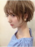 【ショートボブ】黒髪カタログ/オリーブグレー/小顔に見せるヘア