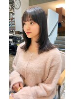 ノラ ヘアーサロン(NORA HAIR SALON) ナチュラル小顔前髪あり後れ毛サイドバング結べるボブくびれヘア