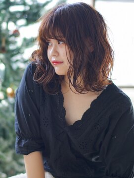 ヘアーループレル(Hair ruup Rell design works) オリーブベージュの柔らかロブ