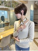ショート×ハイライト白髪ぼかし×シルキーベージュ[心斎橋]