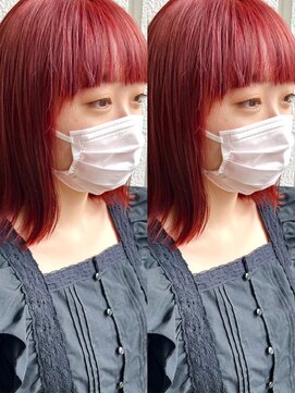 ネオリーブカップ 町田店(Neolive capu) ワイドバング×ワインレッド【町田/ボブ/暖色カラー】