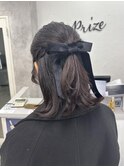 ボブハーフアップアレンジ