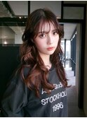 グレージュロング美髪韓国ヘア顔周りレイヤー_F0502