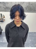 《MIHO》ウルフボブ×パーマ×インナーブルー