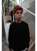 ハイトーンスパイキーショートピンクベージュメンズカット