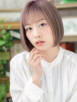 カバーヘア ブリス 志木南口駅前店(COVER HAIR bliss)&nbsp;小顔ミルクティーピンク切りっぱなしボブディA4志木10代20代30代