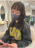 ウェーブパーマ×バングメイク
