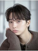 ワックスなしツーブロックメンズセンターパートニュアンスパーマ