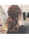 20代30代40代 ハーフアップ ウェーブ巻き 結婚式ヘアセット